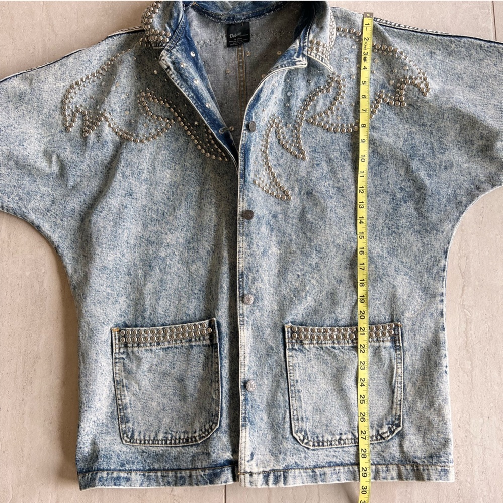 Vintage 80s Acid Washed Denim Studded Jacket Desire By Arlene - Picture 13 of 13